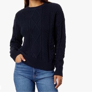 Anthropologie Callahan Cable Stitch Jumper Classic Crewneck Sweater In Noir